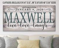 Personalized - Family Name Large Canvas Wall Art (Not Printed on Wood) - Stretched on a Heavy Wood Frame - Perfect Above a Couch and Living Room Decor - Makes a Great Housewarming Gift Under $50