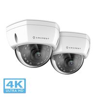 2-Pack Amcrest UltraHD 4K (8MP) Dome POE IP Camera, 3840x2160, 98ft NightVision, 2.8mm Lens, IP67 Weatherproof, IK10 Vandal Resistance, MicroSD Recording, White (IP8M-2493EW)