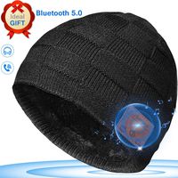 Bluetooth Beanie, Upgraded V5.0 Bluetooth Hat Headphones Hat Knit with Speakers Built-in Microphone, Mens Gifts Womens Gifts, Christmas Birthday Gift for Men/Women Black