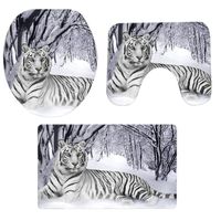 Pgojuni Christmas Fancy Scenery Bathroom Non-Slip Pedestal Rug + Lid Toilet Cover + Bath Mat Set 3PCS (B)