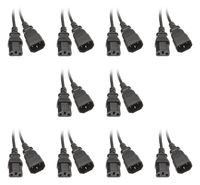 3 Feet (1 Meters) 18AWG Computer Monitor Power Extension Cord C13 to C14 Power Cable 3ft (1M) Computer to PDU 10 Amp Power Extension Cord MM682396 (10 Pack)