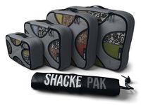 Shacke Pak - 5 Set Packing Cubes - Travel Organizers with Laundry Bag (Dark Grey)