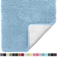 Gorilla Grip Original Luxury Chenille Bathroom Rug Mat, 60x24, Extra Soft and Absorbent Shaggy Rugs, Machine Wash Dry, Perfect Plush Carpet Mats for Tub, Shower, and Bath Room, Sky Blue