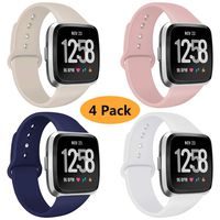 Coperr 4 Packs Bands Compatible with Fitbit Versa/Fitbit Versa 2 / Fitbit Versa Lite for Women and Men, Soft Silicone Sport Strap Replacement Wristband with Ventilation Holes for Fitbit Versa