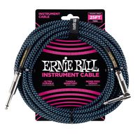 Ernie Ball Instrument Cable, Neon Blue/Black, 25 ft