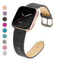 MEFEO Bling Bands Compatible for Fitbit Versa/Versa 2/Fitbit Versa Lite/Versa SE, Sparkly Leather Band Glitter Strap Wristband Replacment for Fitbit Versa Band Women (Black)