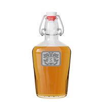 Personalized Swing Top Pocket Flask Glass Bottle- Monogram Initial Pewter Engraved Crest - Novelty for Weddings, Birthdays or any Special Occasions by Fine Occasion - Pick Your Letter (S, 8oz)