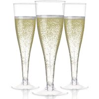100 Plastic Champagne Flutes Disposable | Clear Plastic Champagne Glasses for Parties | Clear Plastic Cups | Plastic Toasting Glasses | Mimosa Glasses | Wedding Party Bulk Pack