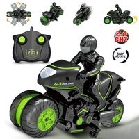 Rc Motorcycle Remote Control Motorcycles , 360° Spinning Action Rotating Drift Stunt Motorbike 2WD High Speed Rc Motorbikes 2.4Ghz Radio Control Racing Motorcyle With Riding Figure Toys for Kids Boys
