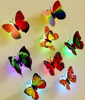 1 Set (10Pcs) Wall Stickers,3D LED Lights Home Decoration - Removable Butterfly Decal DIY With 3Pcs LR41 Electronic (Colorful)