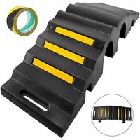 Happybuy Heavy Duty 2-Channel Rubber Cable Protector Ramp Dual Channel Pipe Hose Cable Ramp Bridges Rubber Cable Cover Protective Ramp Heavy Duty Rubber Speed Bump (2-Channel, 1Pack-2Ton)