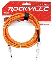 Rockville RCGT10O 10' 1/4'' TS to 1/4'' TS Instrument Cable-Orange 100% Copper