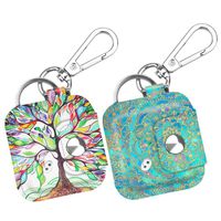 (2 Pack) Fintie Case with Carabiner Keychain for Tile Mate, Tile Pro, Tile Sport, Tile Style Key Finder Phone Finder, Anti-Scratch Vegan Leather Protective Skin Cover, Love Tree+Shades of Blue