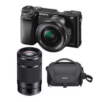 Sony a6000 24.3 MP Mirrorless Camera with 16-50mm & 55-210mm Lens Bundle