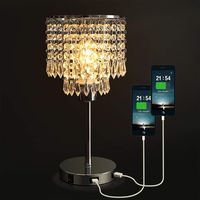 Crystal Bedside Table Lamp with Dual USB Charging Port, Acaxin Nightstand Lamp with Elegant Shade, Decorative Desk Lamp for Bedrooms/Living Room/Dining Room/Kitchen