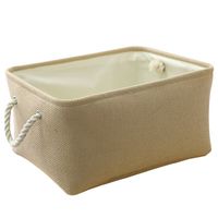 TheWarmHome Decorative Basket Rectangular Fabric Storage Bin Organizer Basket with Handles for Clothes Storage (Beige, 11.8L×7.9W×5.2H inch)