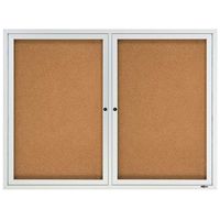 Quartet Cork Board, 2 Doors, Bulletin Board, Enclosed, 4' x 3', Outdoor, Corkboard, Aluminum Frame (2124)
