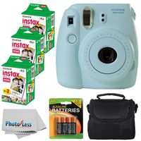 Fujifilm Instax Mini 8 Instant Film Camera (Blue) With Fujifilm Instax Mini 6 Pack Instant Film (60 Shots) + Compact Bag Case + Batteries Top Kit - International Version (No Warranty)