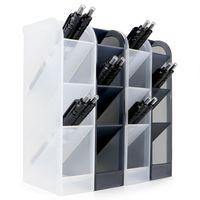 4 Pcs Desk Organizer, Pen Organizer Storage for Office, School Supplies, Translucent Black & White Pen Storage Holder, Set of 4, 16 Compartments (4 Pcs)