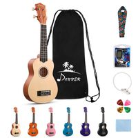 Donner DUS-10M Soprano Ukulele Ukelele Beginner Kit for Kids Students 21 Inch Rainbow with Bag, Strap,Strings, Tuner, Picks, Polishing Cloth, Mahogany Color