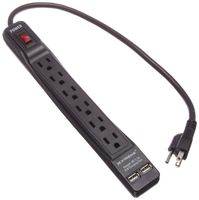 Xtreme Cables 6 Outlet Home/Office Power Strip with Dual Port USB, Black (XWS8-0105-BLK)