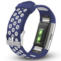 iHillon for Fitbit Charge 2 Band, Adjustable Replacement Bands Sport Straps for Fitbit Charge 2 Smart Fitness Watch, Blue White Small