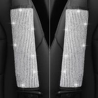 Dotesy 2pcs/Set Crystal Diamond Car Seat Belt Shoulder Pads - Rhinestone Leather Handcraft Seatbelt Cover Bling Bling Car Accessories for Women, Lady - Universal Fit