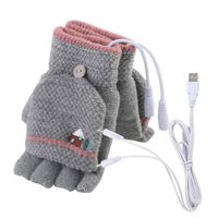 USB Heated Gloves, Mitten Winter Warm Laptop Gloves for Women Men Full & Half Hands Heated Fingerless Heating Knitting Hands Warmer (Women Grey)