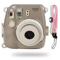 Katia Glitter Case Compatible for Fujifilm Instax Mini 9 / Mini 8 Instant Film Camera with Rainbow Strap (Smokey White)