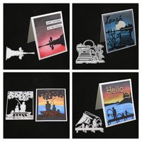 Meslio 4pcs Cutting Dies Metal Scrapbooking Stencils Die for DIY Embossing Photo Album Decorative DIY Paper Cards Making Father's Day Card Gift