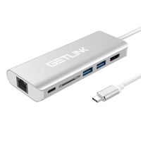 Ultimate 6-in-1 USB-C Adapter Docking Hub, Type C Thunderbolt 3 to 4K UHD HDMI Docker Converter with 2 USB 3.0, Micro SD/TF Card Reader, Power Delivery,1000Mb Ethernet Port for MacBook Pro