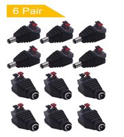 6 Pairs 12V Male+Female 2.1x5.5MM DC Power Jack Plug Adapter Connector for CCTV Camera Spring Press Type by Xwell