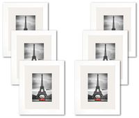 Studio 500, 6 Value Pack of 8 by 10-inch Real Solid Wood Photo Frames, Tempered Glass, with Acid Free Ivory White Core Bevel Mat Board for 5x7 Pictures,, Comes in 2 Colors (White)