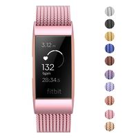 Fitlink Stainless Steel Metal Replacement Bands for Fitbit Charge 3 and Charge 3 SE for Women Men,Multi Color Multi Size(Pink Gold,Small(5.5''- 8.5''))