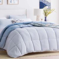 Linenspa All-Season Reversible Down Alternative Quilted Comforter - Hypoallergenic - Plush Microfiber Fill - Machine Washable - Duvet Insert or Stand-Alone Comforter - Cloudy Sky Blue - King