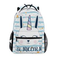 ZOEO Laptop Backpacks Cute Bunny Unicorn Striped Star Girls Women Travel Daypack Bag Purse for Girls Women