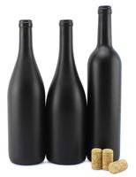 Cornucopia Black Wine Bottles w/Corks (Set of 3); Black Matte Coated Glass Wine Bottles Various Sizes for Decor and Homemade Wine; Use for Halloween Too