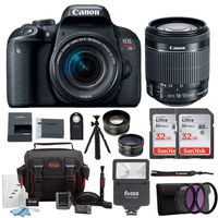 Canon EOS Rebel T7i Digital Camera: 24 Megapixel 1080p HD Video DSLR Bundle with Wide Angle 18-55mm Lens 64GB Mini Tripod Filter Kit & Flash - Professional Vlogging Sports & Action Cameras