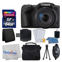 Canon PowerShot SX420 is 20 MP Digital Camera (Black) with 42x Optical Zoom and Built-in Wi-Fi + 64GB SD Card + Deluxe Camera Case + Memory Card Wallet + Cleaning Kit + Hand Grip + Accessories