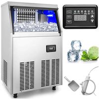 VEVOR Commercial Ice Maker 100LBs in 24Hrs with 33lbs Storage Capacity 36Cubes Per Plate Stainless Steel Portable Automatic Auto Clean for Home Supermarkets, 100LBS/24H