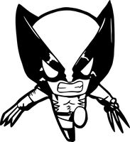 MARVEL COMICS WOLVERINE SD ANGRY STICKERS SYMBOL 5.5" DECORATIVE DIE CUT DECAL FOR CARS TABLETS LAPTOPS SKATEBOARD - BLACK COLOR