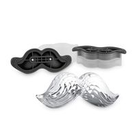 Tovolo 22010-0048 Leak-Free, Slow-Melting Novelty Mustache Ice Silicone Sealed Lid Anti-Tip, Set of 2 Stackable Molds for Whiskey, Spirits, Liquor, Cocktails, Soda & More