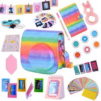 Tiessic Instax Mini 9 Camera Accessories Bundles Compatible with FujiFilm Instax Mini 9 Mini 8 Mini 8+ Camera with Mini 9 Case,108 Photos Mini Photo Album,etc. (Rainbow，14 Items)