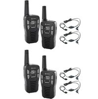 (4) Cobra CX112 16 Mile 22 Ch FRS/GMRS Walkie Talkie Two-Way Radios w/ Headsets
