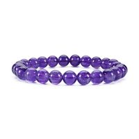 Cherry Tree Collection Gemstone Beaded Stretch Bracelet 8mm Round Beads | Medium (Amethyst)