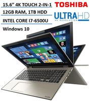 Toshiba Satellite Radius 2-in-1 5.6" 4K Ultra HD Touchscreen High Performance Laptop, Intel Core i7-6500U 2.5GHz, 12GB RAM, 1TB HDD, Backlit Keyboard, 802.11AC, Bluetooth, HDMI, Windows 10