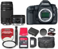 Canon EOS 5D Mark III 22.3 MP Full Frame CMOS with 1080p Full-HD Video Mode Digital SLR Camera & EF 50mm f/1.8 STM Lens + EF 75-300mm f/4-5.6 III Telephoto Zoom Lens - International Version