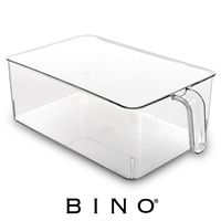 BINO Refrigerator, Freezer, and Kitchen Pantry Cabinet Organizer Plastic Bin with Handle, Clear Plastic Storage Bins Refrigerator Organizer Bins Fridge Organizer Pantry Organizer Pantry Storage, Large