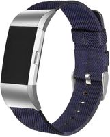 bayite Canvas Bands Compatible with Fitbit Charge 2, Soft Classic Replacement Wristband Straps Women Men, Navy Blue Large (6.7-8.1 Inch)