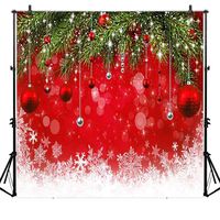 Allenjoy 8x8ft Fabric Snowflake Christmas Backdrop for Winter New Year Photography Family Party Birthday Supplies Glitter Bokeh Sparkle Red Merry Background Baby Shower Decorations Photo Booth Props